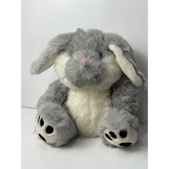 Willowbrook Farms Plush 11" Grey & White Bunny Rabbit Toy Stuffed Animal Vintage - Picture 1 of 6
